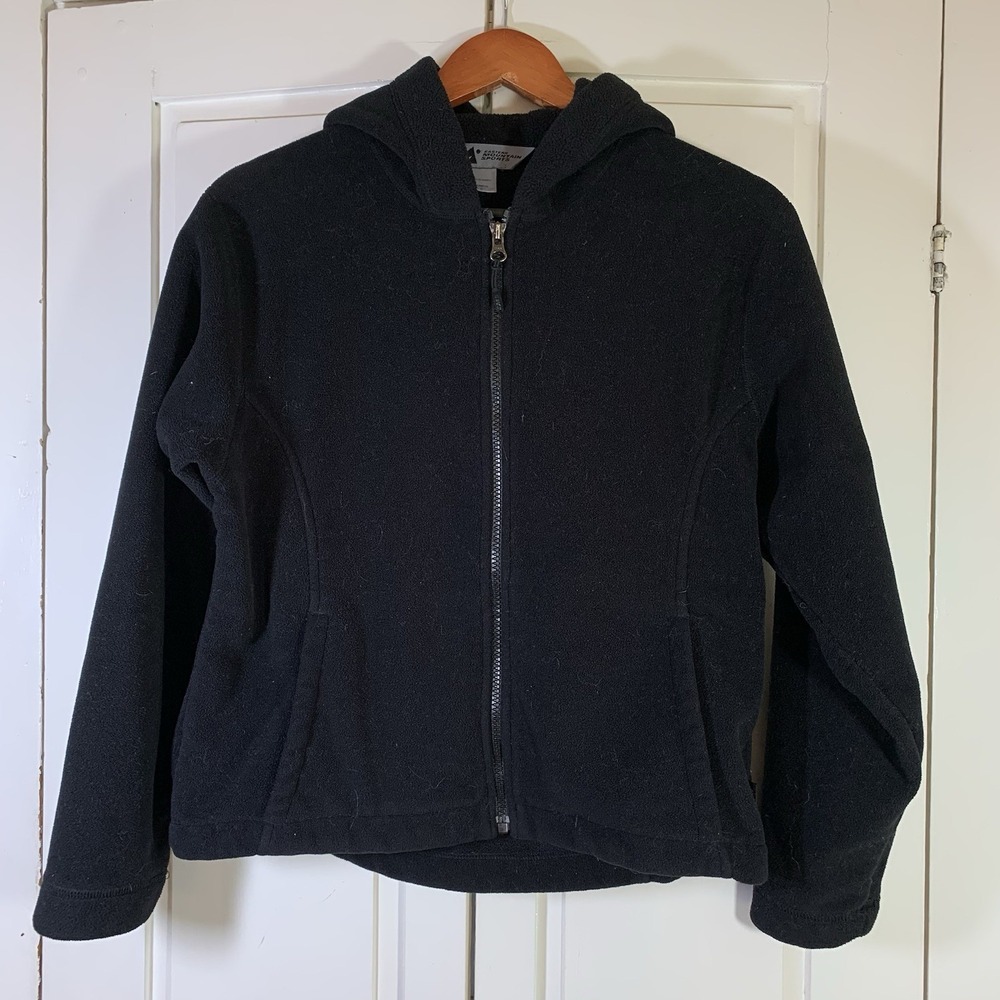 EMS Womens Black Fleece Jacket Small Made Canada Minimalist Basic Vintage